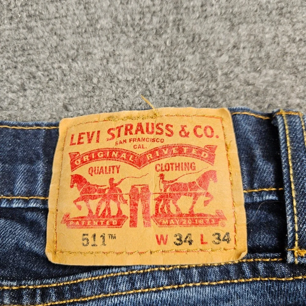 Levis 511 Slim Fit Jeans Mens 34x34‎ Dark Wash Denim Pants 511-1322
